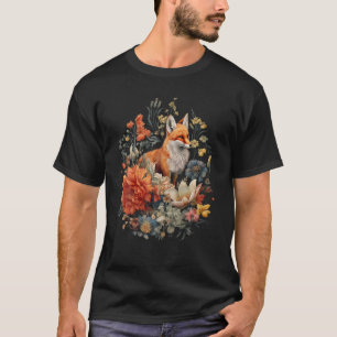 Cute Cottagecore Floral Fox Aesthetic Girls Women T-Shirt