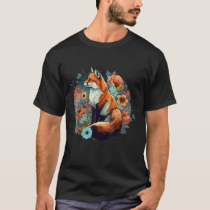Cute Cottagecore Floral Fox Aesthetic Girls Women T-Shirt