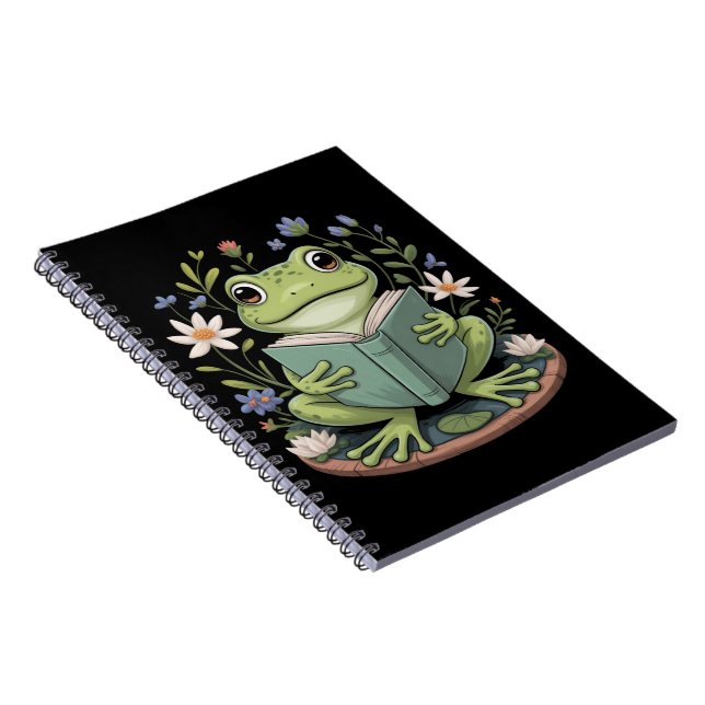 Cute Cottagecore Floral Frog Aesthetic Nature Notebook (Right Side)