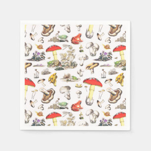 Cute Cottagecore Forest Mushroom Frog Snail Napkin