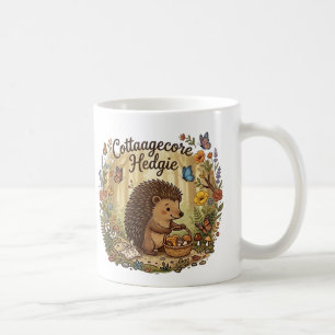 Cute Cottagecore Hedgehog Gathering Mushrooms Coffee Mug