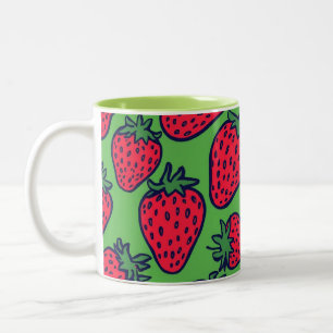 Cute Cottagecore Kawaii Strawberry Aesthetic Two-Tone Coffee Mug
