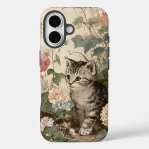 Cute Cottagecore Kitten in Flowers Aesthetic iPhon iPhone 16 Case