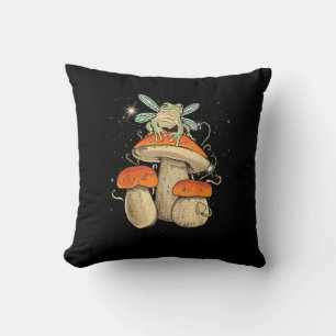 Cute Cottagecore Mushroom Frog Goblincore Style Cushion