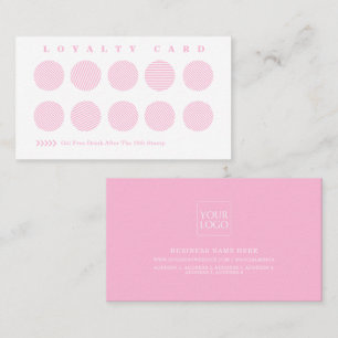 Cute Cotton Candy Pink Stripe Reward Program  Loyalty Card