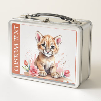 Cute cougar American  School Gift Library Custom  Metal Lunch Box