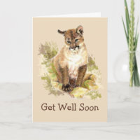 Cute Cougar Cat Cub Get Well Recover Rest