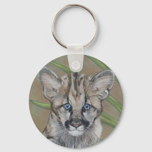 cute cougar kitten big cat wildlife painting art key ring