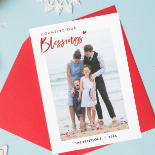 Cute Counting Our Blessing Family Christmas Cards