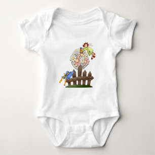 Cute Country Angel Watering Flowers Baby Bodysuit