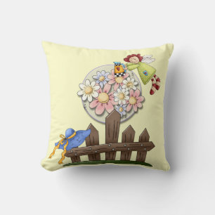Cute Country Angel Watering Flowers Cushion