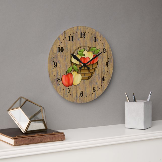 cute Country apple decor Large Clock (Office)