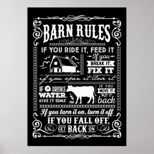 cute Country Barn rules word art Poster