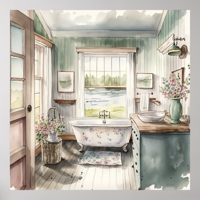 cute Country bathroom lovers  Poster (Front)