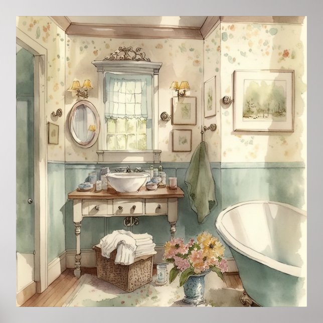 cute Country bathroom lovers  Poster (Front)