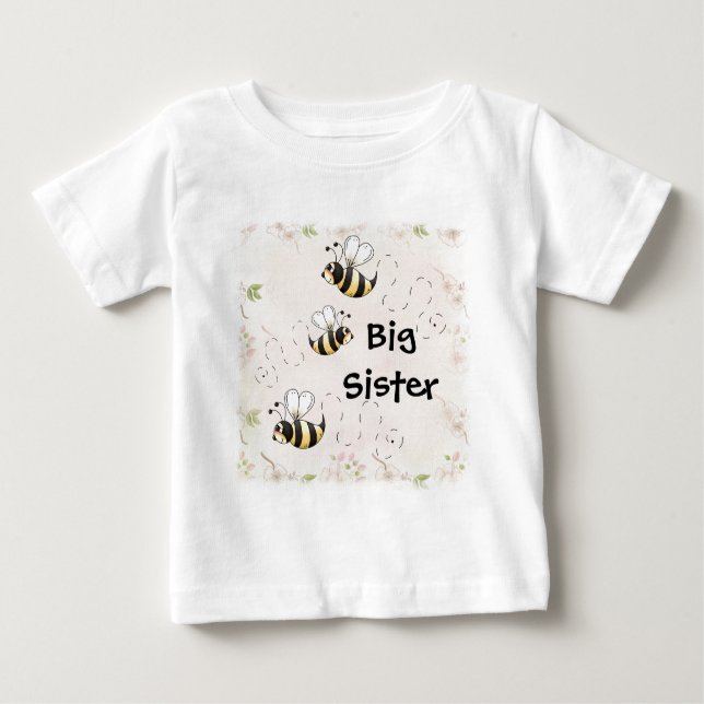 Cute Country Bees Big Sister Baby T-Shirt (Front)