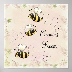 Cute Country Bees to Personalise Poster