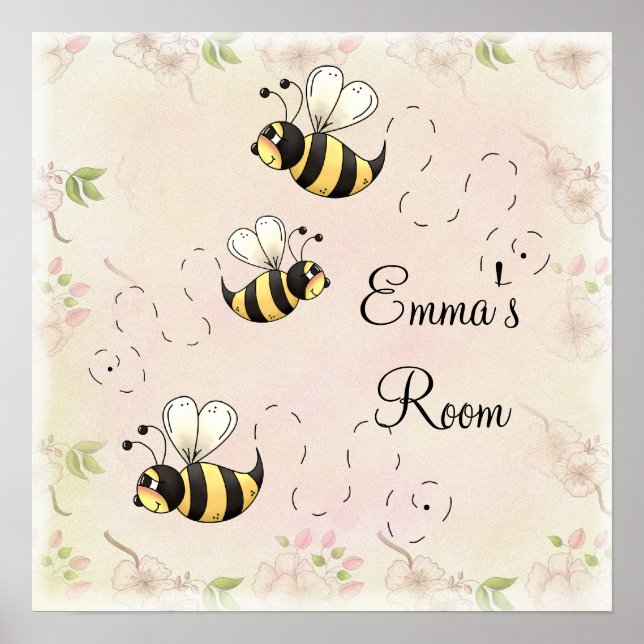 Cute Country Bees to Personalise Poster (Front)