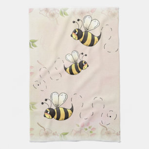 Cute Country Bees to Personalise Tea Towel
