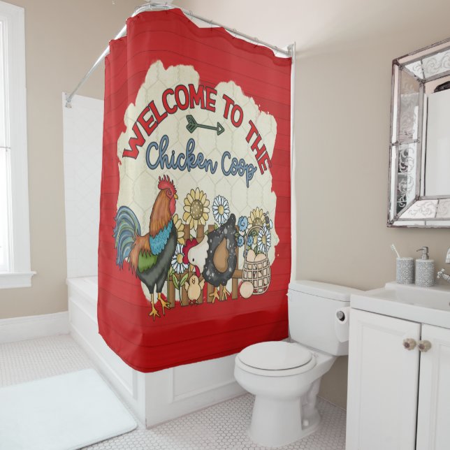 cute Country chicken coop welcome Shower Curtain (In Situ)