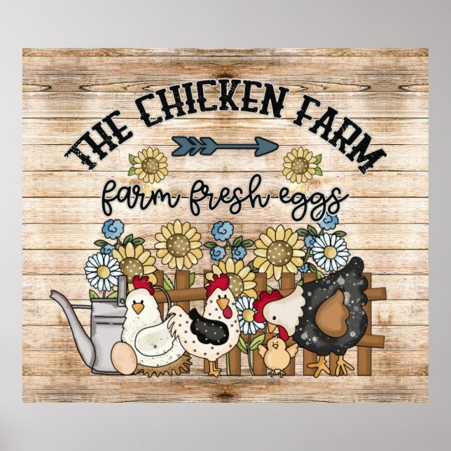 cute Country chicken farm word art Poster (Front)