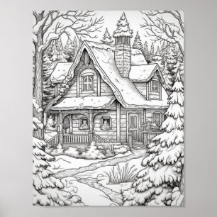 Cute Country Christmas Adult Colouring Poster