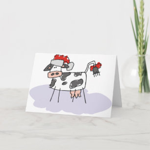 Cute Country Christmas Cow Holiday Card