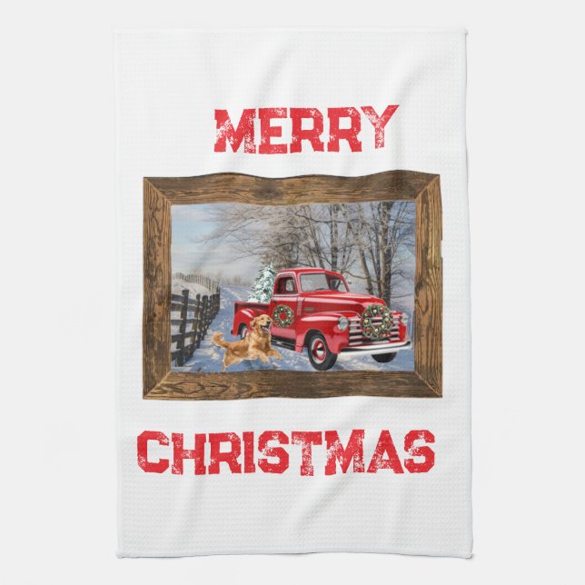 Cute Country Christmas Holiday Farm Kitchen Towel (Vertical)