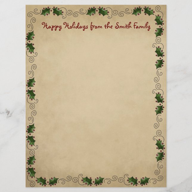 Cute Country Christmas Letterhead (Front)