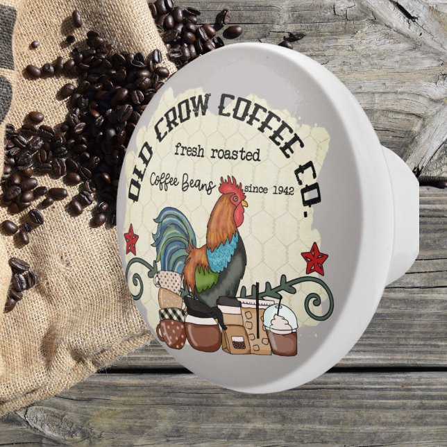 cute Country coffee bar rooster Ceramic Knob (Creator Uploaded)