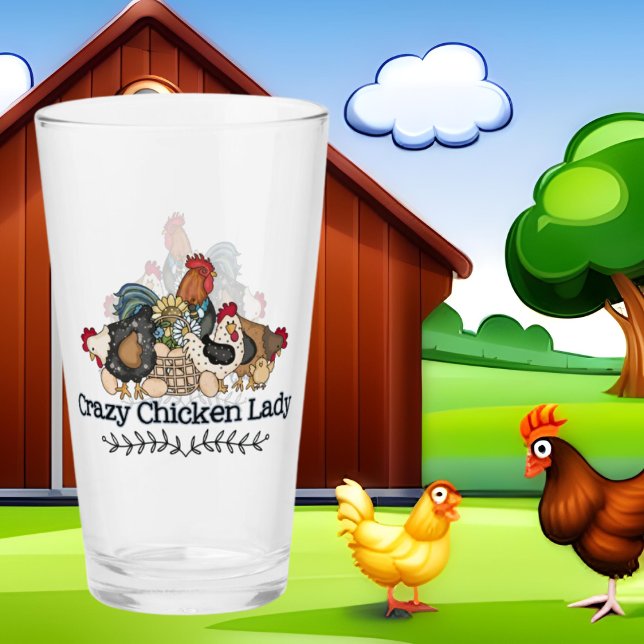 cute Country crazy chicken lady  Glass (Creator Uploaded)