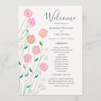 Cute Country Daisies Wedding Program