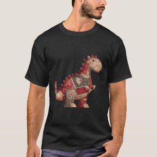 Cute Country Dinosaur Patchwork Hearts Valentine  T-Shirt