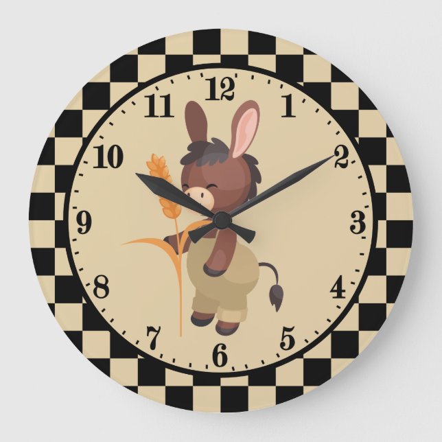 cute Country donkey lovers Large Clock (Front)