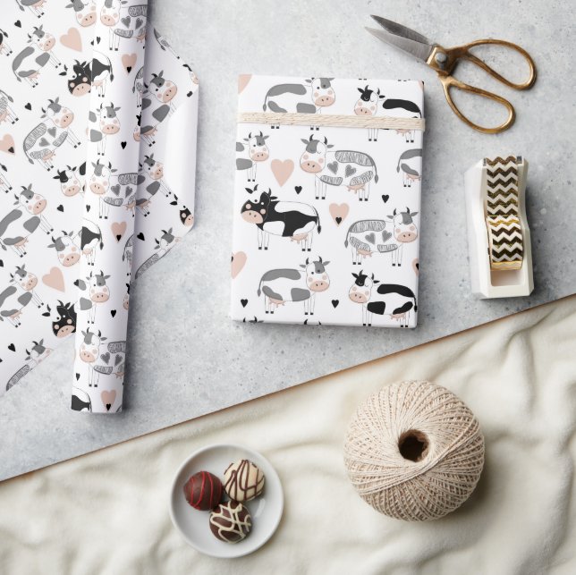 Cute Country Farm Cows Wrapping Paper (Crafts)