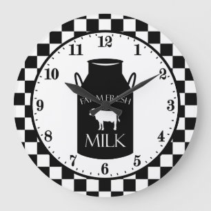 cute Country Farm fresh milk cow wall clock