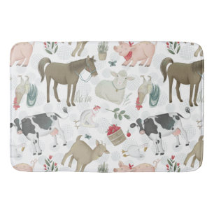 Cute Country Farmhouse Animals Cows Sheep Pigs Bath Mat