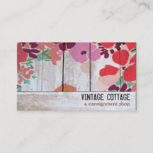 Cute Country Floral Wood Art Consignment Boutique Business Card