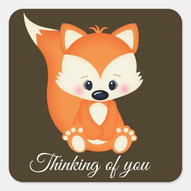 Cute Country fox thinking of you Square Sticker (Front)