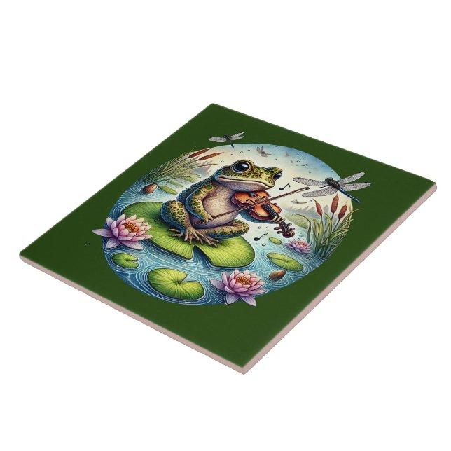Cute country frog lover ceramic tile (Side)