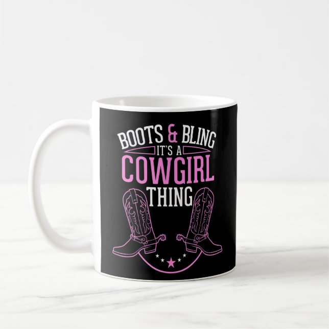 Cute Country Girl Boots Bling It's A Cowgirl Thing Coffee Mug (Left)