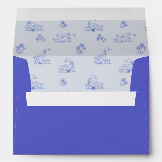 Cute Country Goose Toile Pattern Envelope (Back (Bottom))