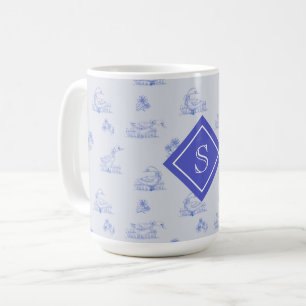 Cute Country Goose Toile Pattern Monogram Coffee Mug