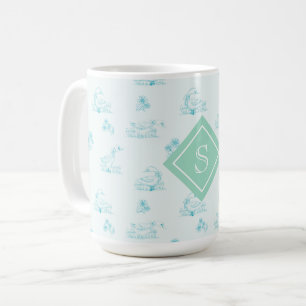 Cute Country Goose Toile Pattern Monogram Coffee Mug