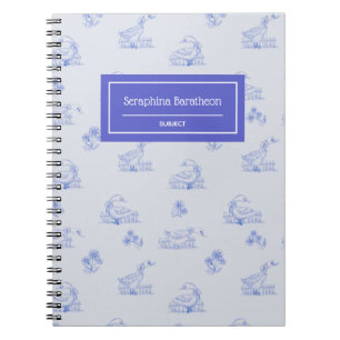 Cute Country Goose Toile Pattern Monogram Notebook