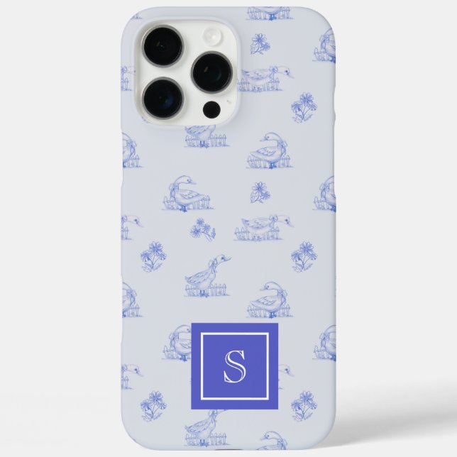 Cute Country Goose Toile Pattern Personalised Case-Mate iPhone Case (Back)