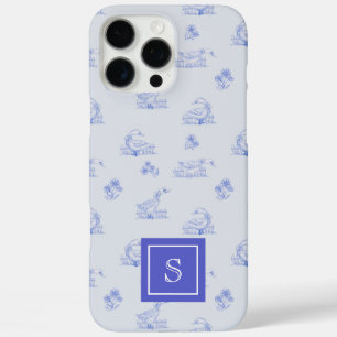 Cute Country Goose Toile Pattern Personalized iPhone 16 Pro Max Case