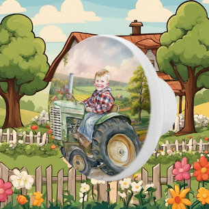 cute Country kid tractor Ceramic Knob