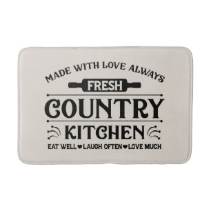 Cute Country kitchen word art Bath Mat