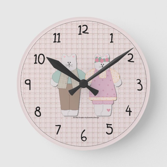 Cute Country Kittens Wall Clock (Front)